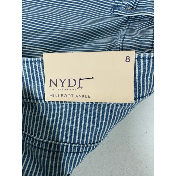 NYDJ Billie Mini Bootcut Ankle Jeans Size 8 (32x27) High Rise Denim Blue Stripe - Picture 7 of 11
